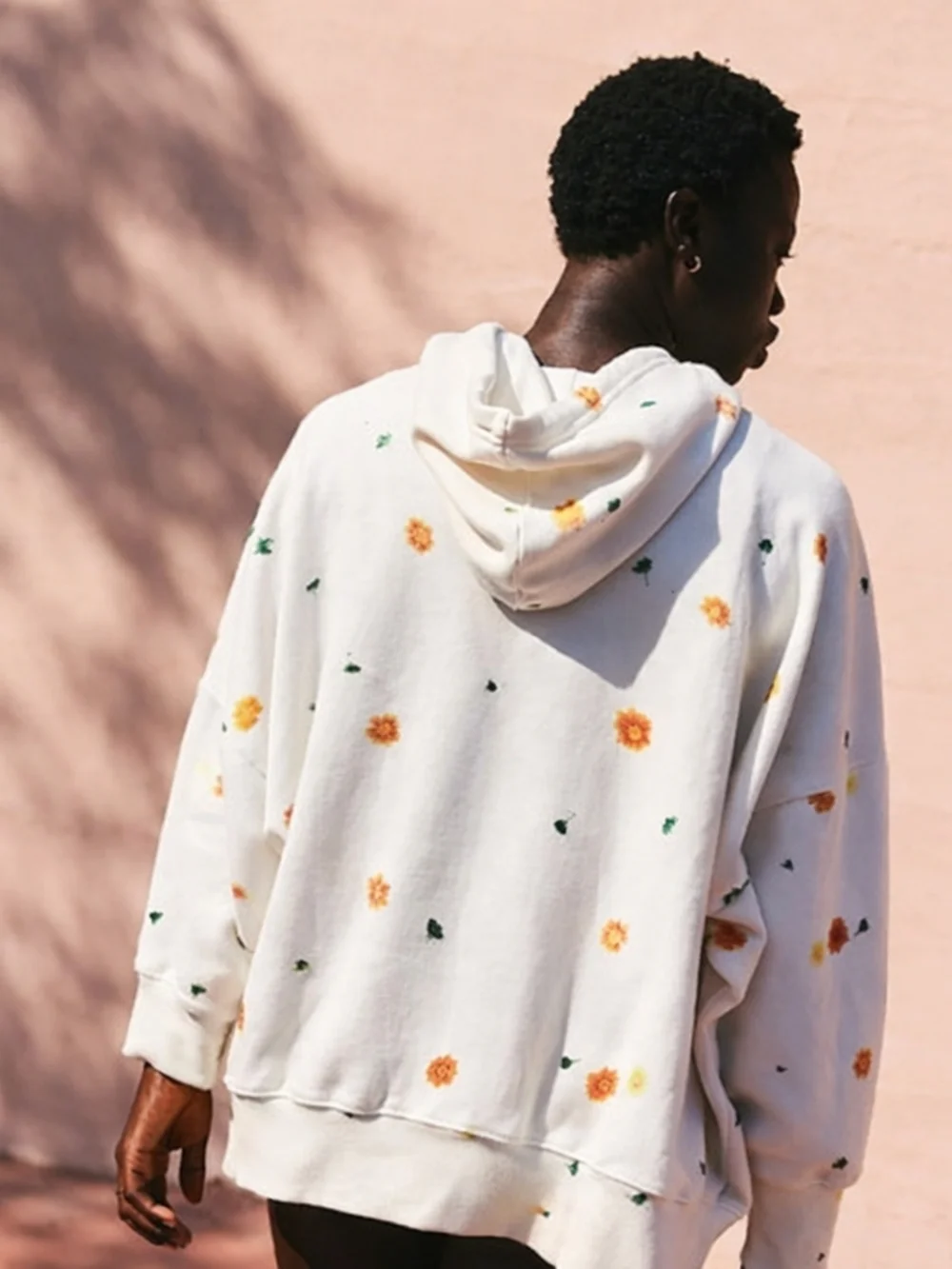 Free People Movement x Dykween Floral Hoodie Oversized Cream Sweatshirt Boho FP - Picture 5 of 9